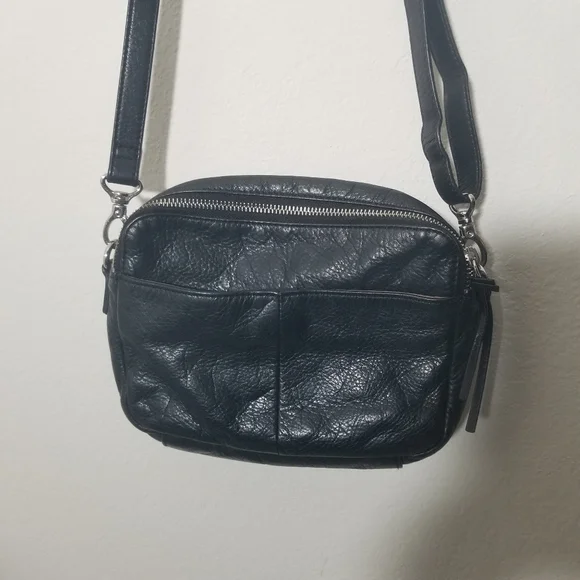 Margot, Black Leather Crossbody Bag - Picture 2 of 7